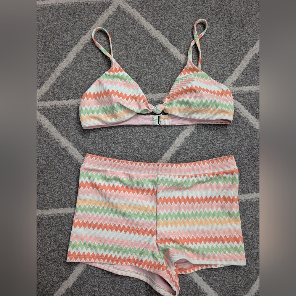 Dippin Daisys Retro 2 Piece Women's Bikini Boyshort Swim Suit Size Medium